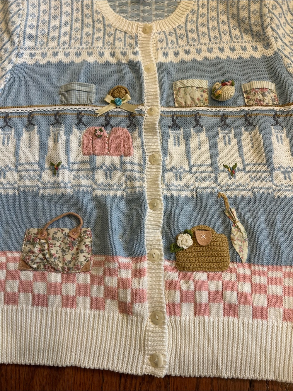 Vintage Rare Susan Bristol Hand Embroidered Novelty Cottagecore Cardigan L - Picture 4 of 8